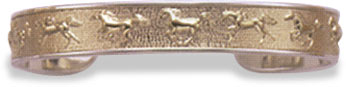 Sterling Silver w/ 14KT Gold Overlay Running Horses Cuff